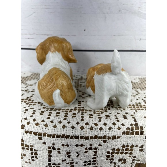 Homeco Puppies Dogs Spaniels #1407 White & Brown Porcelain Bisque Set of 2 - Picture 5 of 10
